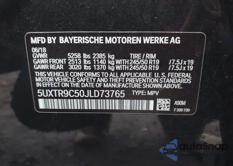 2018 BMW X3 xDrive30I from USA, damaged, VIN 5UXTR9C50JLD73765